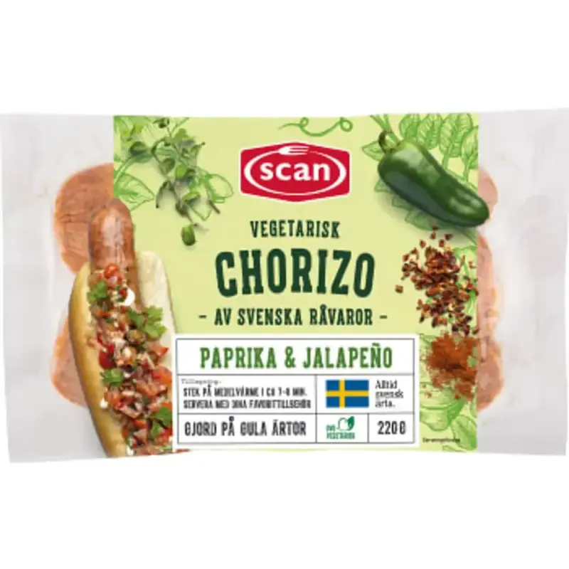 Scan Chorizo paprika jalapeno vegetarisk - Frozen Chorizo- 220g