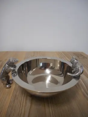 Schale Katze/Hund versilbert
