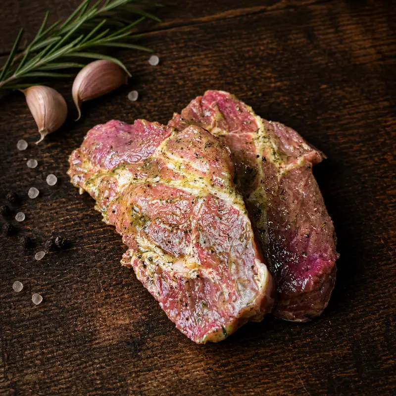 Schweinshals Steak - Hausgemachte Knoblauchmarinade