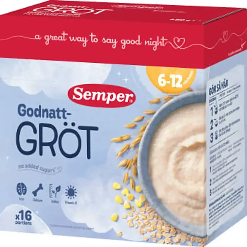 Semper Godnattgröt Natural 6M - Goodnight porridge Natural - 480g