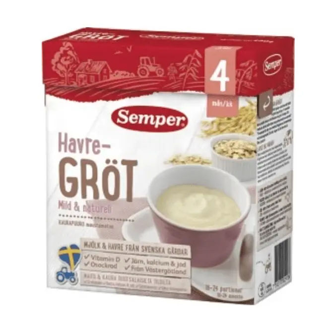 Semper Havregröt Mild & Naturell Från 4m 16 port - Oat porridge 480 gr