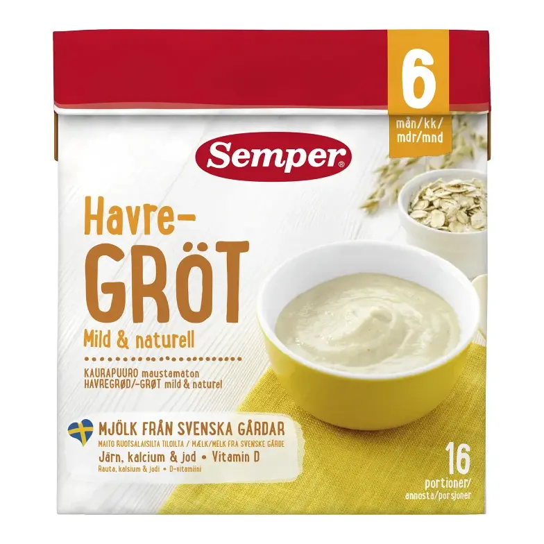 Semper Havregröt Mild & Naturell från 6m - Oat porridge 480 gr