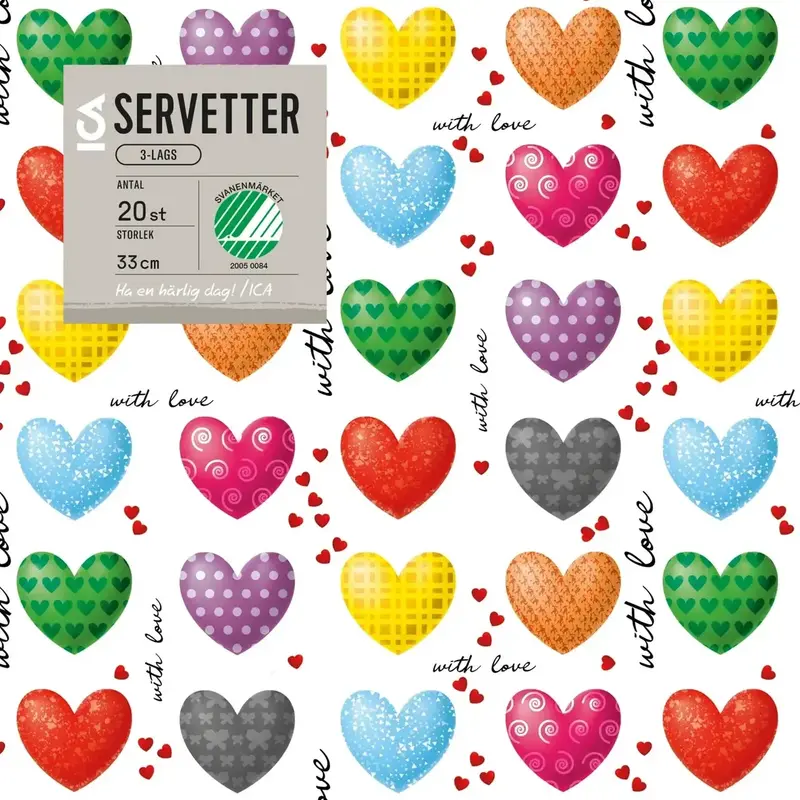 Servett 33cm Heart - Napkin 33cm Heart 20-p