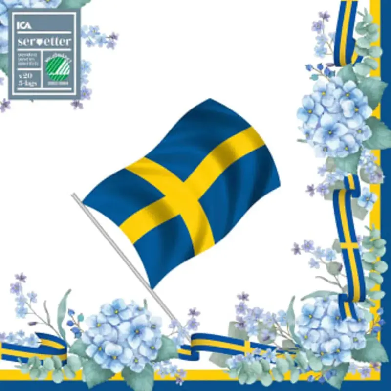 Servett Flagga 20st 33 cm - Napkin Swedish Flag 20p 33cm
