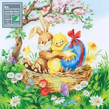 Servetter Ägghare   -   Easterbunnies Napkins 33 cm, 20p