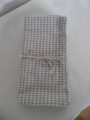 Servietten Baumwolle beige/weiss kariert