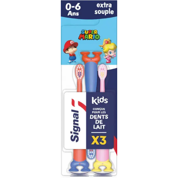 Signal Kids Toothbrush Super Mario – 0–6 Years (Pack of 3)