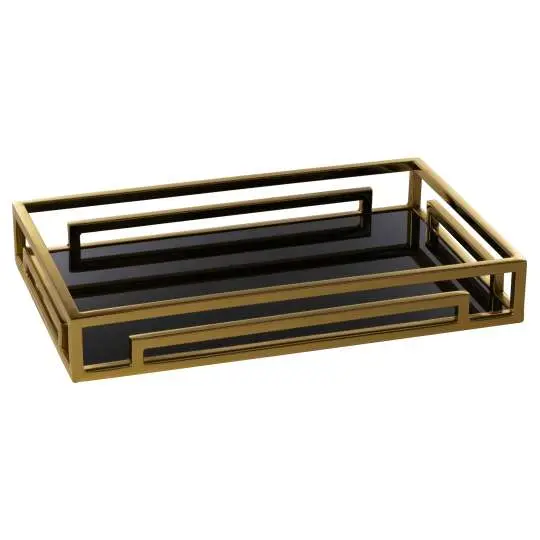 Tablett gold/schwarz L40cm B25cm