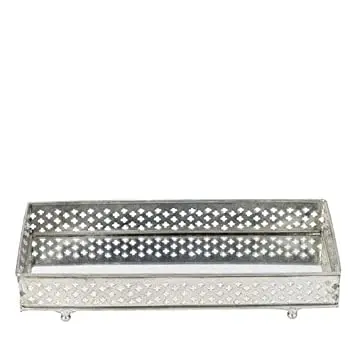 Tablett silber m. Spiegel 30x14cm