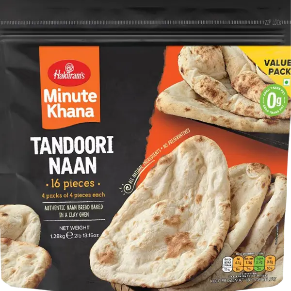 Tandoori Naan Plain 16 pcs - 1.28 kg