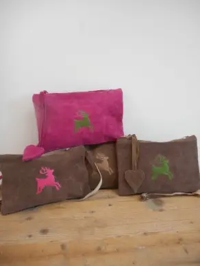 Tasche Clutch Leder Hirsch div. Farben