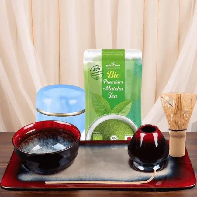 Tee Set Achat mit 30g Matcha Tee Tablett Geschenkidee