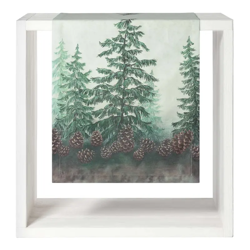 Tischläufer Tanne grün/weiss 50x150cm