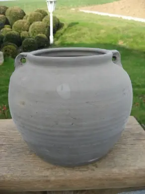 Topf antik grau H 20 cm