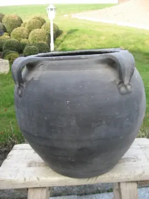 Topf antik grau H 28 cm