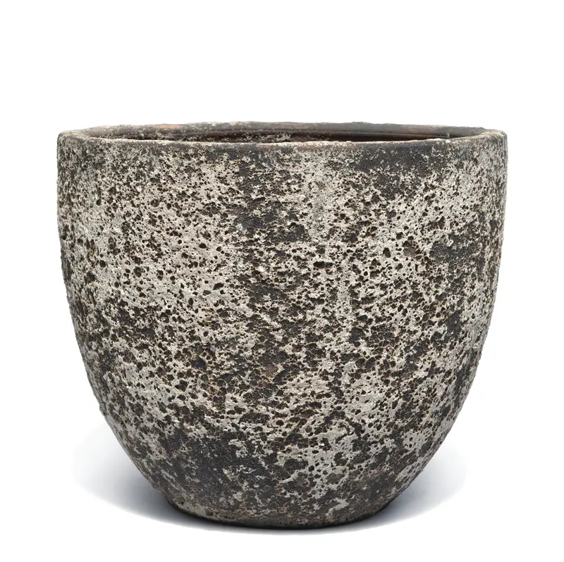 Topf grau/weiss H 19cm D 20cm