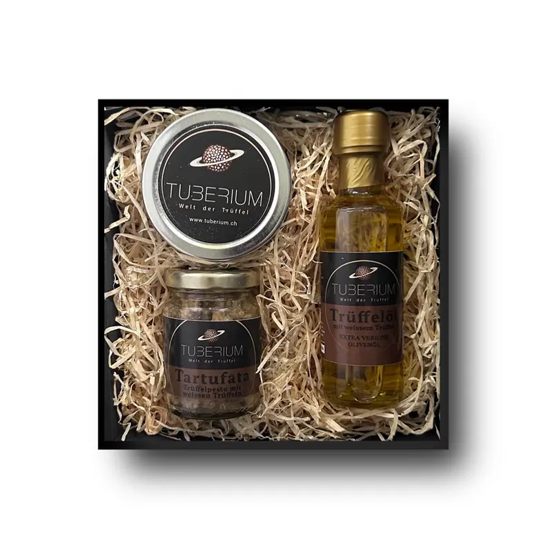 Trüffel Geschenkbox „White Royal“ – Weißer Trüffel Genuss mit Öl, Pesto & Salz (Set)