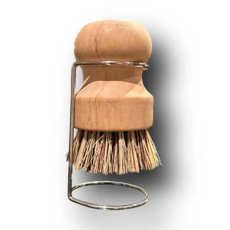 Trüffelbürste aus Holz mit Palmborsten- Edelstahlhalter