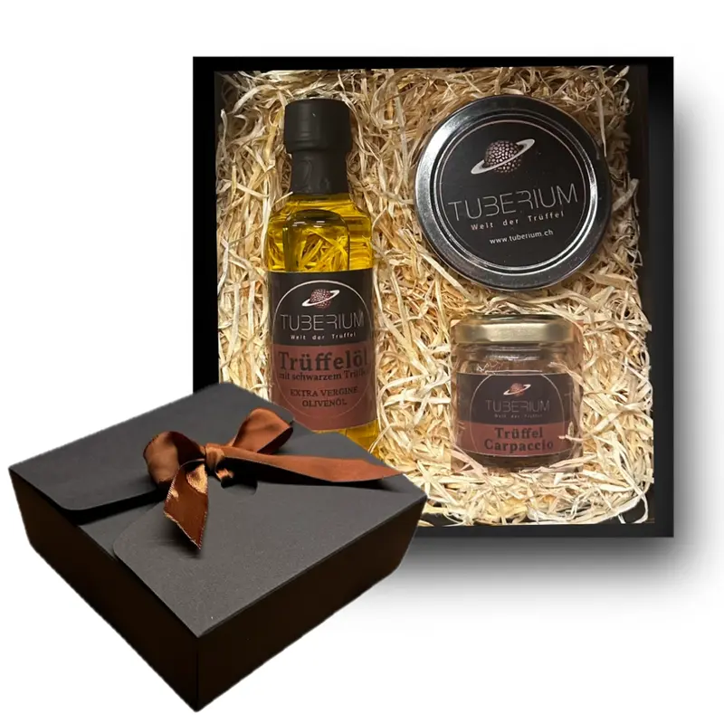 Tuberium Trüffel Geschenkset – Trio Gourmet Set mit Trüffelöl, Trüffelsalz & Trüffelcarpaccio