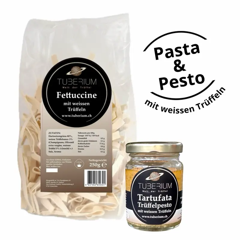 TUBERIUM Trüffel Pasta Set – Fettuccine (250g) & Tartufata (80g) mit weißem Trüffel