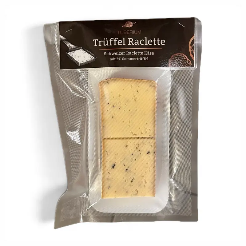 TUBERIUM Trüffel Raclette Käse – Schweizer Raclette mit 3 % Sommertrüffel, 6 Scheiben