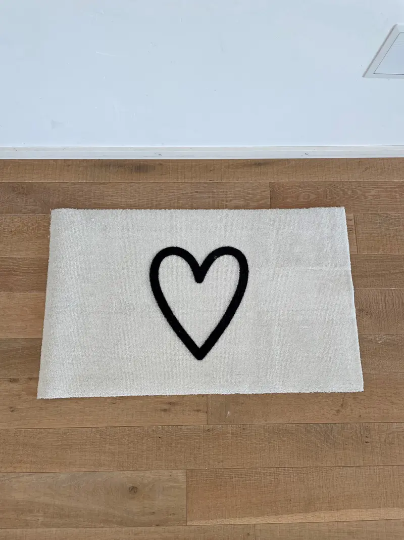 Türvorlage beige Herz waschbar