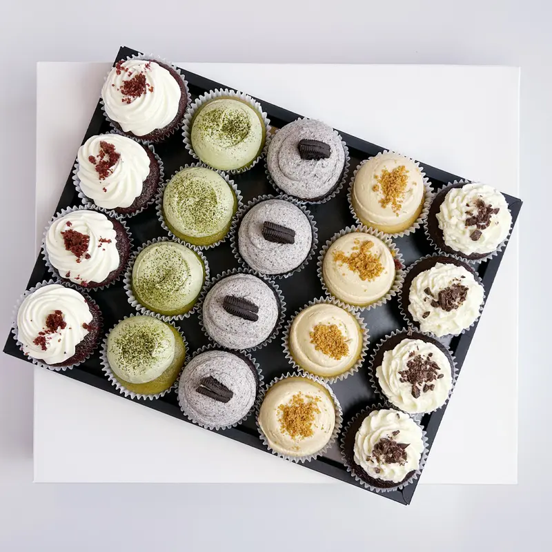 Vegan Cupcake Selection auf elegantem Tablar / 20 Stück