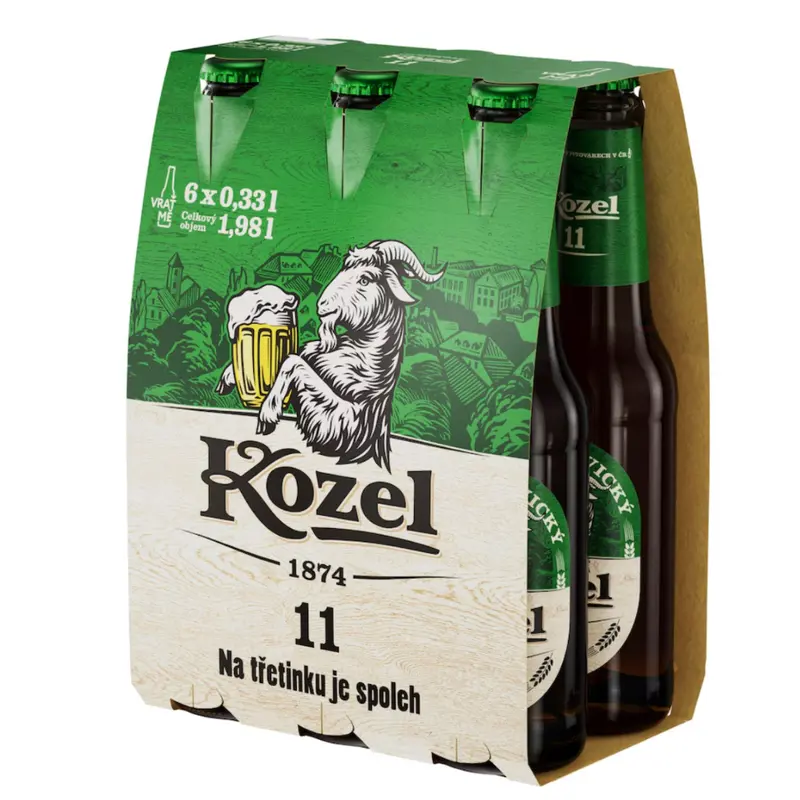 Velkopopovický Kozel 11° – Böhmisches Lagerbier I 6 × 0,33 l Glasflaschen