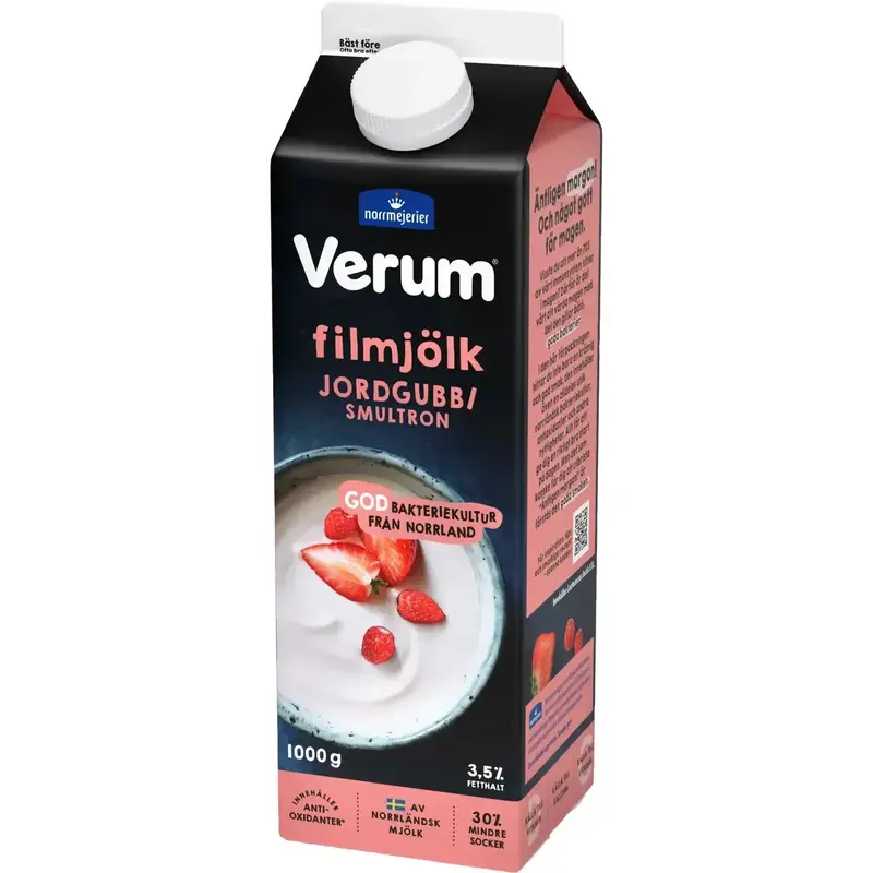 Verum Hälsofil Jordgubb & Smultron 3,5% - Strawberry & Wildberry Buttermilk 1 L