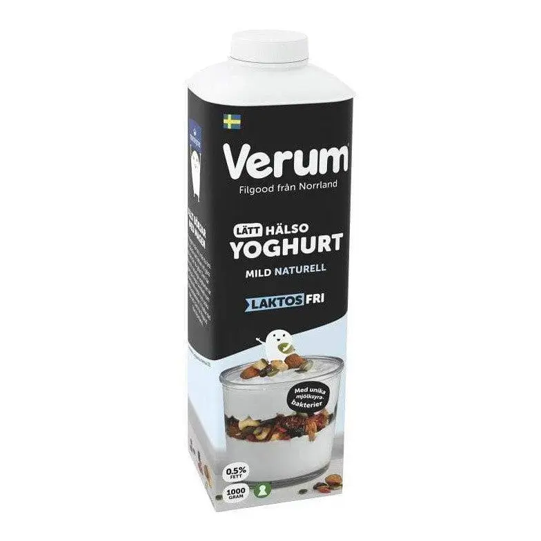 Verum Hälsoyoghurt Laktosfri 0,5% - Lactose-free Natural Yoghurt 1 L