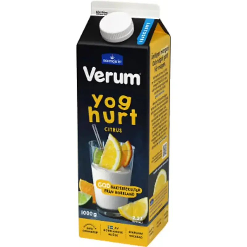 Verum Yoghurt Citrus Laktosfri 2,2% - Lactose-free Citrus Yoghurt - 1l