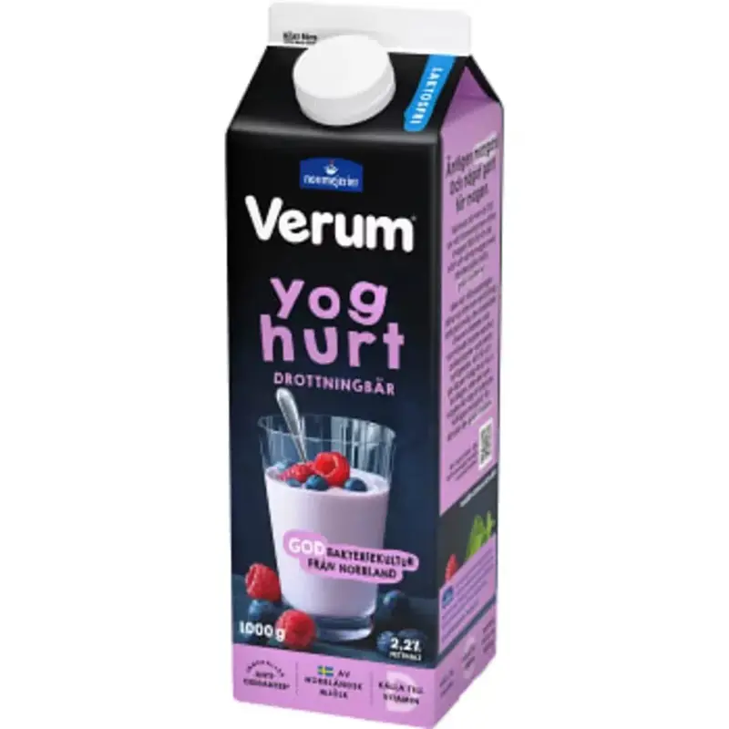 Verum Yoghurt Drottningbär Laktosfri 2,2% - Lactose-free Queenberry Yoghurt - 1l