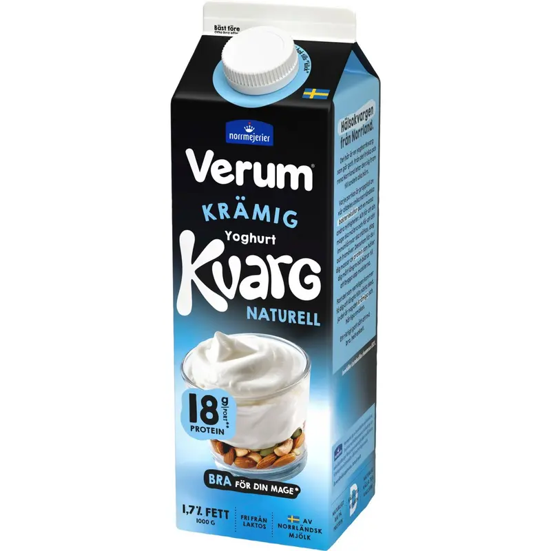 Verum Yoghurtkvarg Naturell 1,7% Laktosfri – Natural Lactose-Free Yogurt Quark 1.7% - 1000g