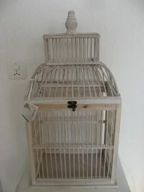 Vogelkäfig Lene Bjerre Holz weiss h 60 c