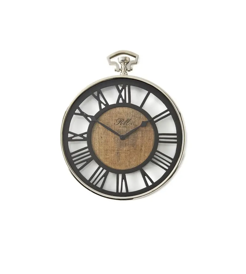 Wanduhr Holz/silber D40cm