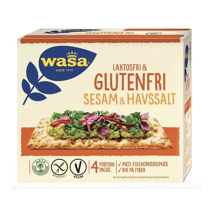 WASA Knäckebröd Sesam/Havssalt Laktosfri Glutenfri - Crispbread Sesame/Sea salt Lactose-free Gluten-free 240 g