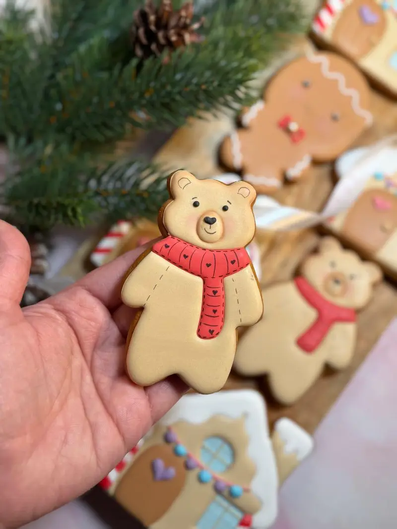 Weihnachtsbär und Lebkuchenhaus Set