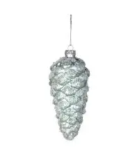 Weihnachtsbaumzapfen mint-silber H 14cm