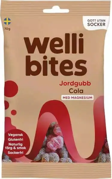 Wellibites Jordgubb/Cola Vegansk - Sugar Free & Vegan Candy Strawberry/Cola 70 g