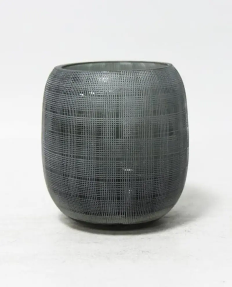 Windlicht grau H14cm D10cm
