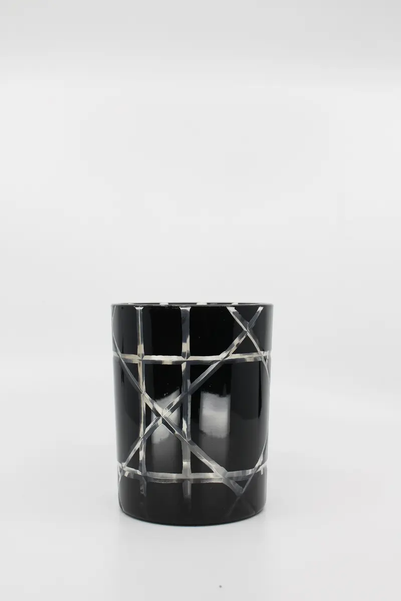 Windlicht schwarz/silber klein