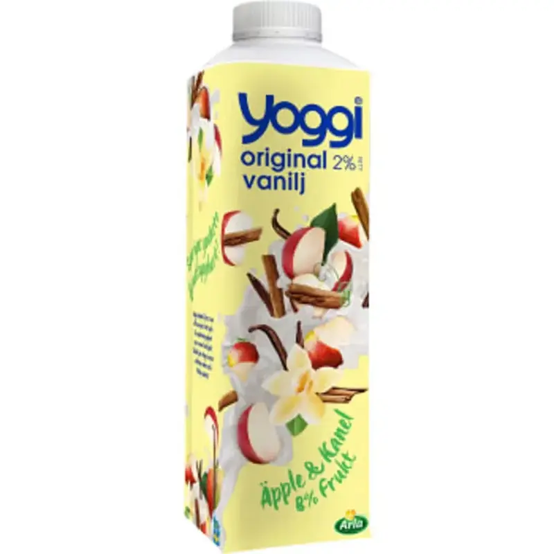 Yoggi Yoghurt Original Vanilj Äpple & Kanel 2% -Yogurt Apple & Cinnamon - 1l