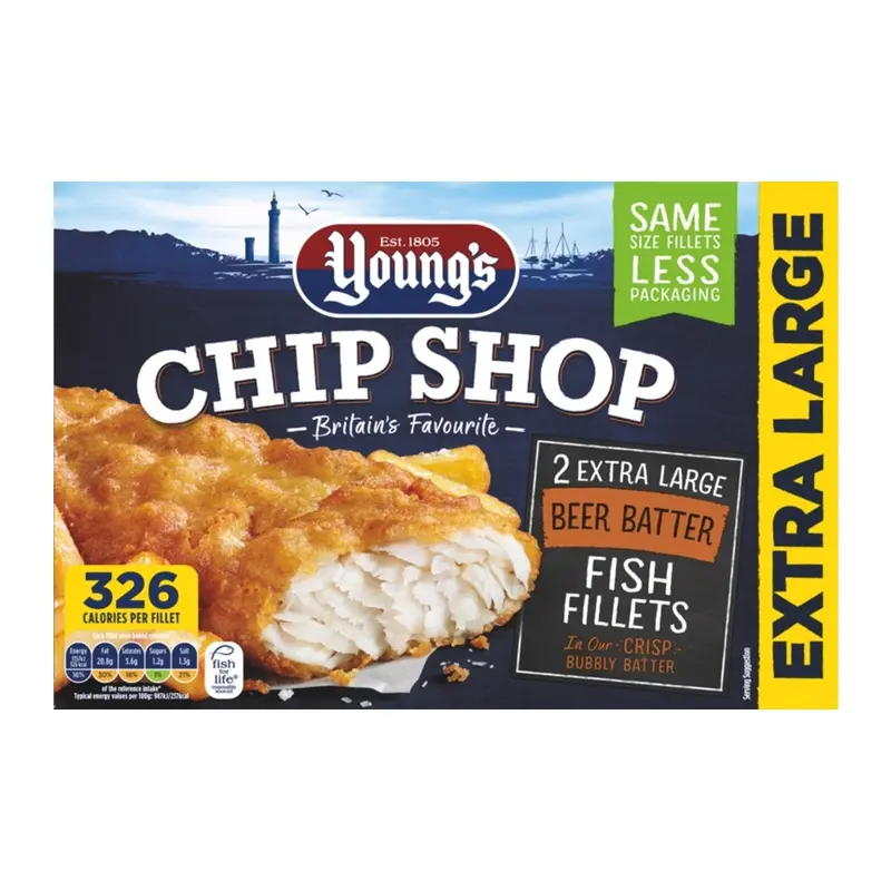 Youngs Chip Shop 2 Extra Large Beer Batter Fish Fillets 300g