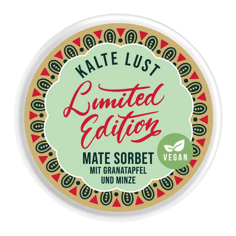 一 Kalte Lust Mate Sorbet mit Granatapfel und Minze